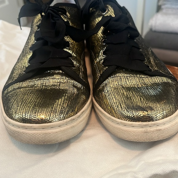 Lanvin Gold Sneakers with Silk Laces – Gently Used - Picture 4 of 10